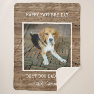 Best Dog Dad Ever Photo Happy  Father's Day Sherpa Blanket