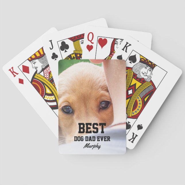 Best Dog Dad Ever Photo Name Father's Day Playing Cards (Back)