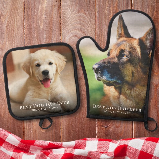 Best Dog Dad Ever Photo Oven Mitt & Pot Holder Set (Creator Uploaded)