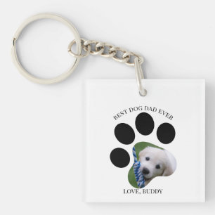 Best Dog Dad Ever Photo Paw Print  Key Ring