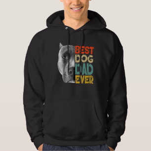 Best Dog Dad Ever Pitbull  Father's Day Retro Hoodie