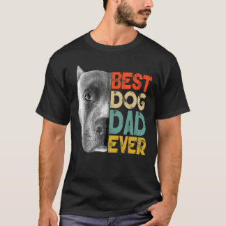 Best Dog Dad Ever Pitbull  Father's Day Retro T-Shirt