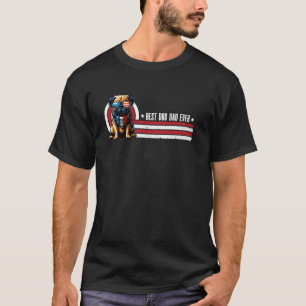 Best Dog Dad Ever Pug Dogs Lovers American Flag Re T-Shirt