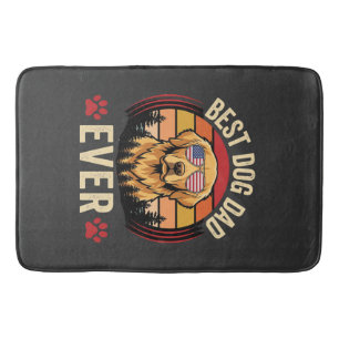 Best Dog Dad Ever Retro Golden Retriever Bath Mat