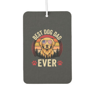 Best Dog Dad Ever Retro Golden Retriever Car Air Freshener