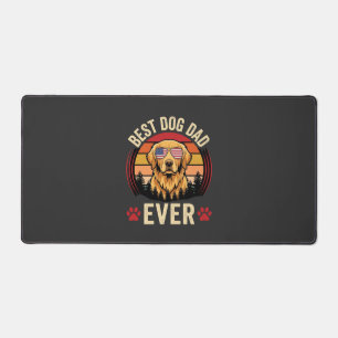 Best Dog Dad Ever Retro Golden Retriever Desk Mat