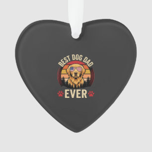 Best Dog Dad Ever Retro Golden Retriever Ornament