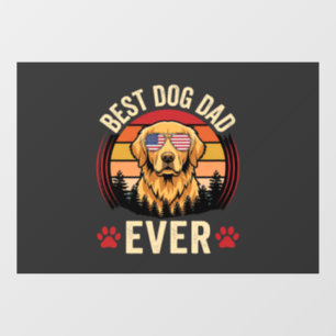 Best Dog Dad Ever Retro Golden Retriever Window Cling