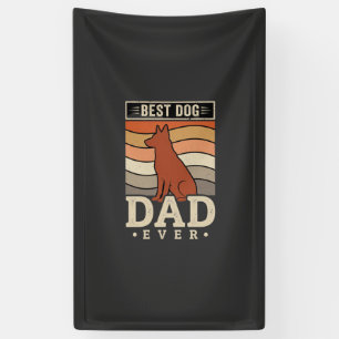 Best Dog Dad Ever Retro Silhouette Banner