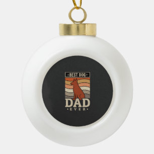 Best Dog Dad Ever Retro Silhouette Ceramic Ball Christmas Ornament