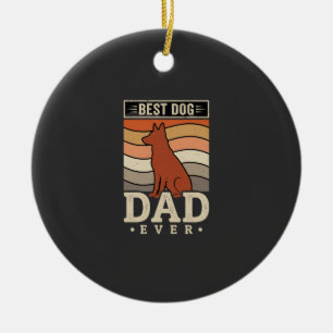 Best Dog Dad Ever Retro Silhouette Ceramic Tree Decoration