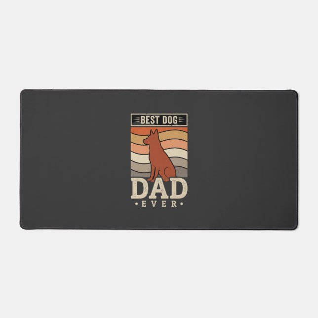 Best Dog Dad Ever Retro Silhouette Desk Mat (Front)