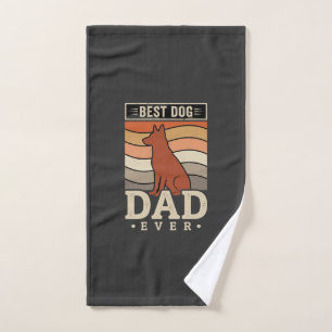 Best Dog Dad Ever Retro Silhouette Hand Towel