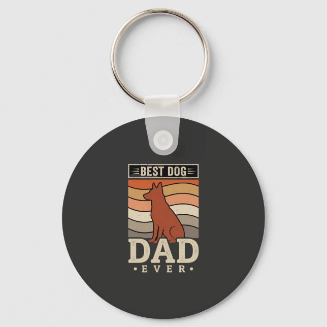 Best Dog Dad Ever Retro Silhouette Key Ring (Front)