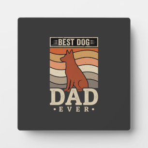 Best Dog Dad Ever Retro Silhouette Plaque
