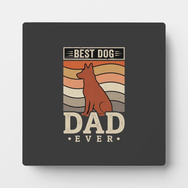 Best Dog Dad Ever Retro Silhouette Plaque (Front)