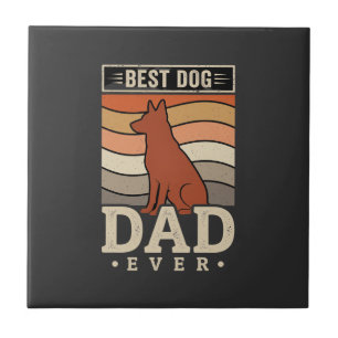Best Dog Dad Ever Retro Silhouette Tile
