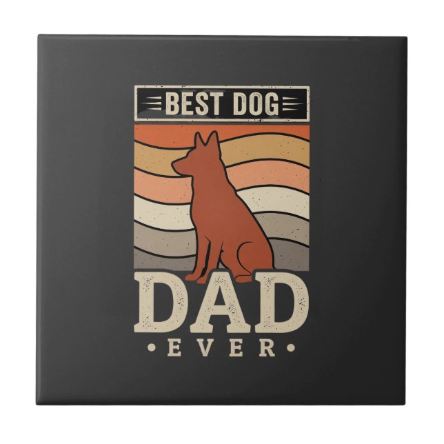 Best Dog Dad Ever Retro Silhouette Tile (Front)