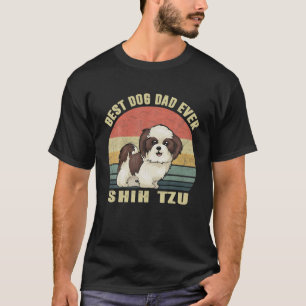 Best Dog Dad Ever Retro Vintage Shih Tzu Dog Lover T-Shirt