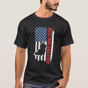 Best Dog Dad Ever Shih Tzu Lover USA Flag T-Shirt