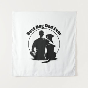 Best Dog Dad Ever Shirt Man and Dog Silhouette Pet Tapestry