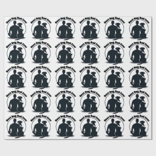 Best Dog Dad Ever Shirt Man and Dog Silhouette Pet Wrapping Paper