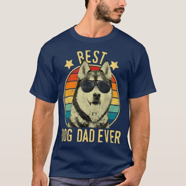 Best Dog Dad Ever Siberian Husky Fathers Day T-Shirt (Front)