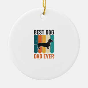 Best Dog Dad Ever Vintage Dachshund Shirt Design_1 Ceramic Tree Decoration