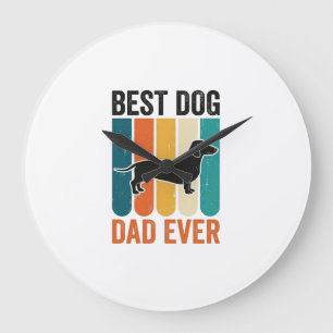 Best Dog Dad Ever Vintage Dachshund Shirt Design_1 Large Clock