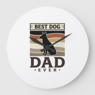 Best Dog Dad Ever Vintage Dog Lover Design_1 Large Clock