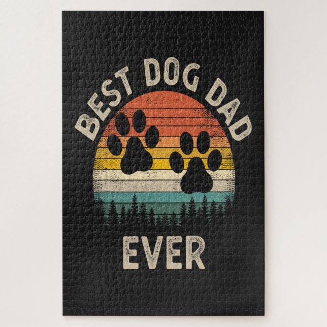 Best Dog Dad Ever Vintage Jigsaw Puzzle (Vertical)