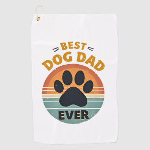 Best Dog Dad Ever Vintage Retro Paw Sunset Dog Lov Golf Towel