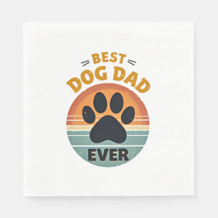 Best Dog Dad Ever Vintage Retro Paw Sunset Dog Lov Napkin