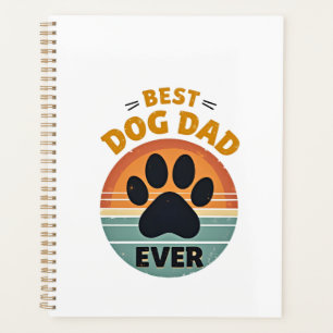 Best Dog Dad Ever Vintage Retro Paw Sunset Dog Lov Planner