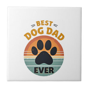 Best Dog Dad Ever Vintage Retro Paw Sunset Dog Lov Tile