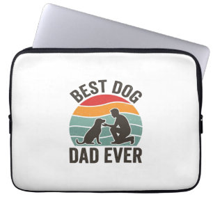 Best Dog Dad Ever Vintage Sunset Dog Lover Design_ Laptop Sleeve