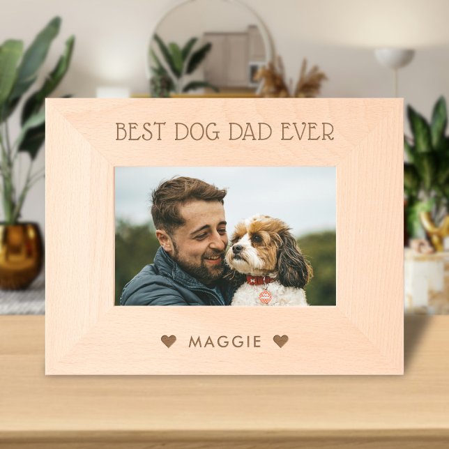 Best Dog Dad / Mum Ever, Pet Name Text Photo Etched Frames (Creator Uploaded)