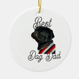 Best dog dad parents grandparents photo pet gray n ceramic tree decoration