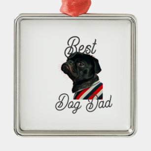 Best dog dad parents grandparents photo pet gray n metal tree decoration