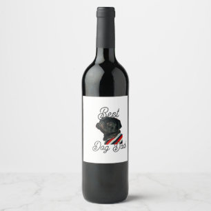 Best dog dad parents grandparents photo pet gray n wine label