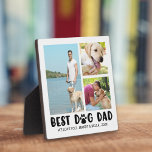 BEST DOG DAD Paw Print 3 Photo Collage Plaque<br><div class="desc">Recognise the BEST DOG DAD with a photo collage plaque with 3 pictures of his furry best friend and personalise with your custom text. The design features modern, creative paw print typography for the title. PHOTO TIP: Choose photos with the subject in the middle and/or pre-crop into a similar shape...</div>