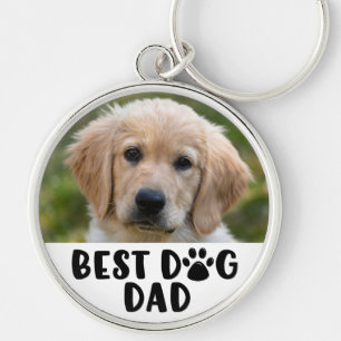 BEST DOG DAD Paw Print Photo Personalised Key Ring