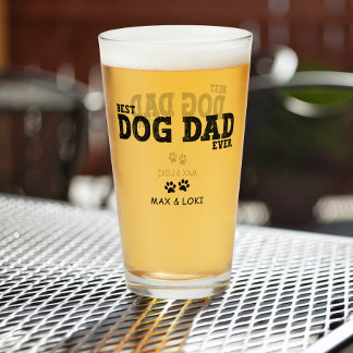 Best Dog Dad Personalised Dog Names Glass