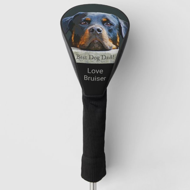 Best Dog Dad Personalised Golf Head Cover (Front)