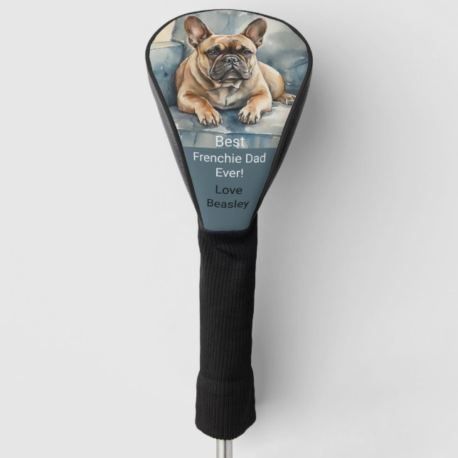 Best Dog Dad Personalised Golf Head Cover (Front)