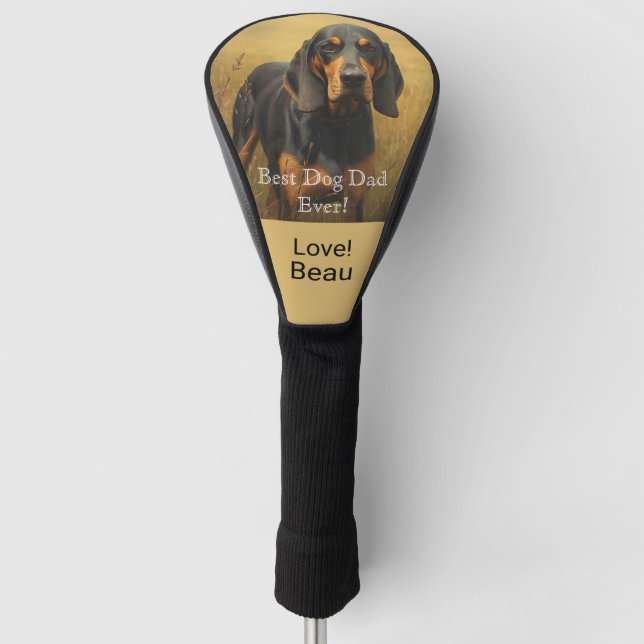 Best Dog Dad Personalised Golf Head Cover (Front)