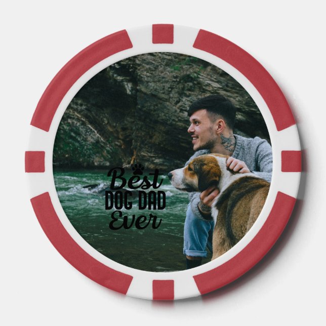 Best Dog Dad Personalised Photo Father's Day Poker Chips (Front)