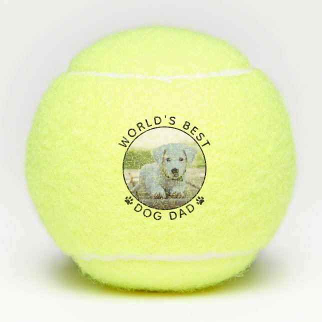 Best Dog Dad Personalised Photo Tennis Balls (Front)