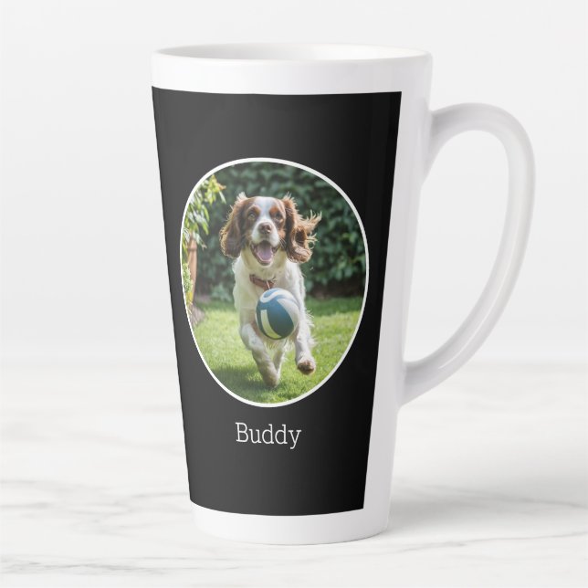 Best Dog Dad Pet Owner Custom Photo Father's Day Latte Mug (Right)