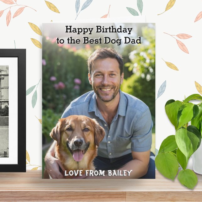 Best Dog Dad Pet Photo Happy Birthday Card (A birthday card with custom photo and 'Happy Birthday to the Best Dog Dad' greeting)